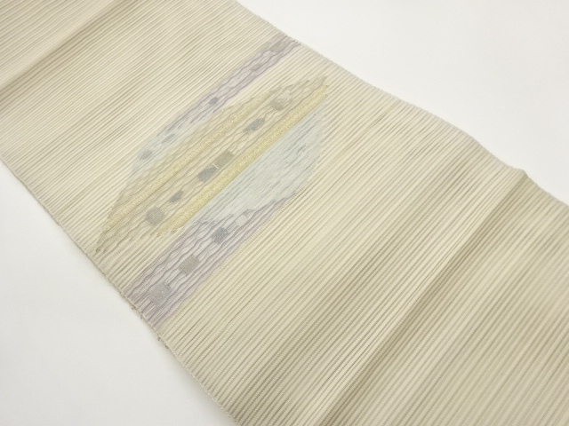 絽抽象横段模様織出し名古屋帯